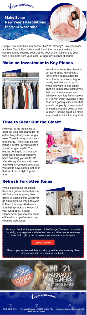 Farragut Cleaners Email Marketing